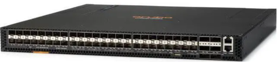 Aruba CX8320-48P JL479A close-up of PoE+ and uplink ports Aruba CX8320-48P JL479A close-up of PoE+ and uplink ports